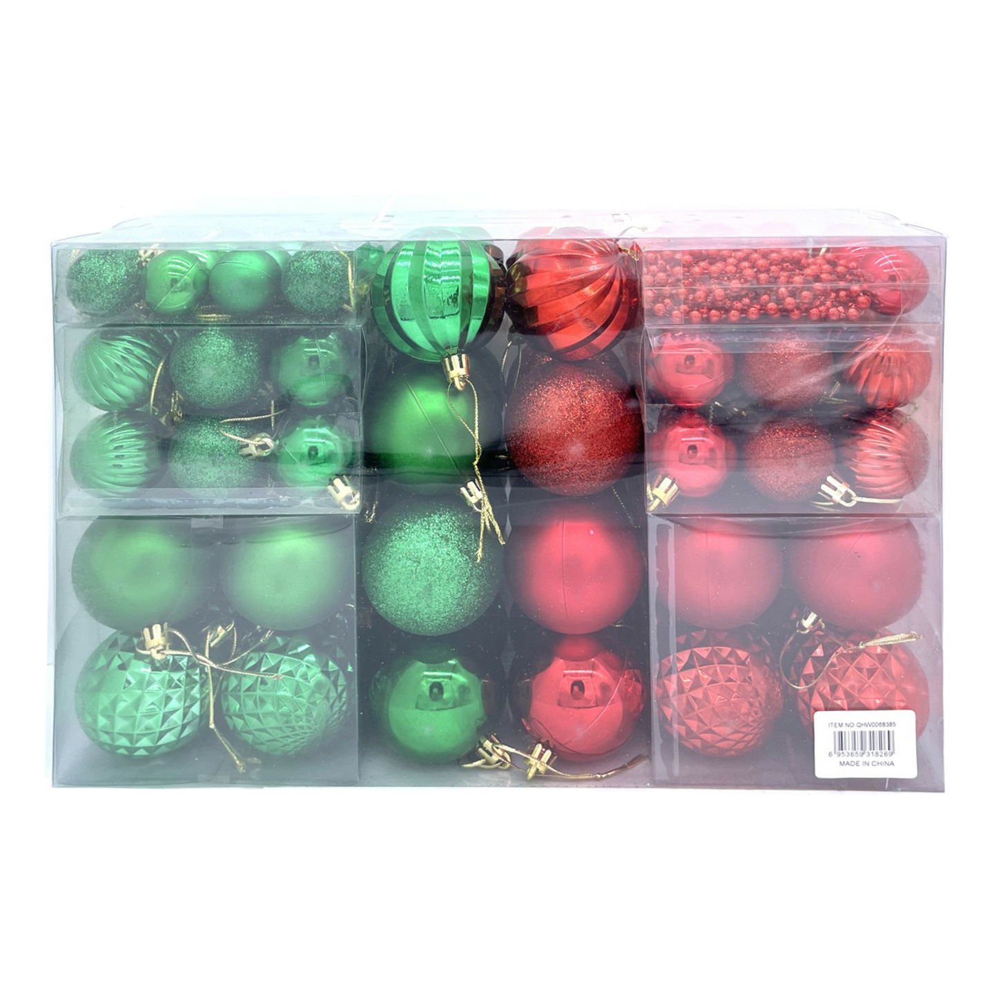 Набор шаров на ель красно-зеленые 93 шт