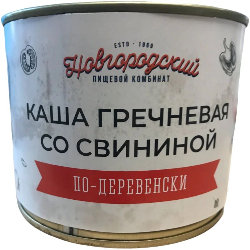

Каша гречневая Новгородский пищевой комбинат По-деревенски с свининой 525 г
