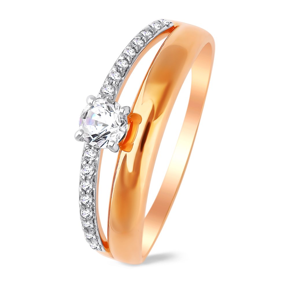 

Кольцо женское из красного золота с фианитом 585Gold 301010572, р, 301010572