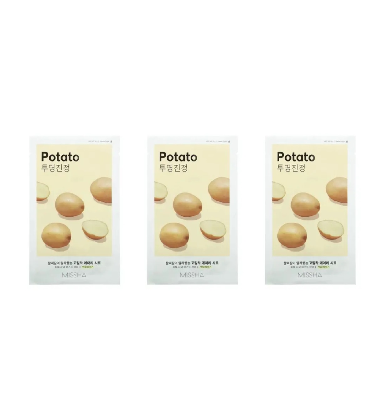 

Маска для лица Missha Airy Fit Potato смягчающая для тусклой кожи 19 г 3 шт, Airy Fit Potato