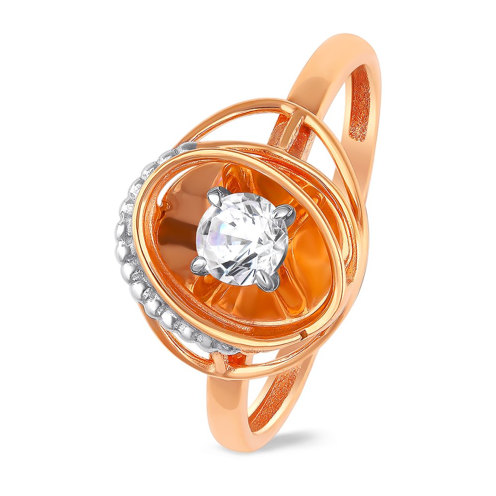 

Кольцо женское из красного золота с фианитом 585Gold 301010491, р, 301010491