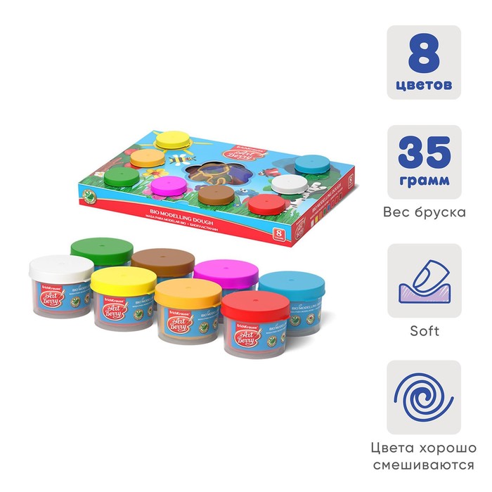 

Тесто для лепки 8 цветов, 280 г, ErichKrause ArtBerry, 27 формочек, конструкция-игра по см, Premium ArtBerry