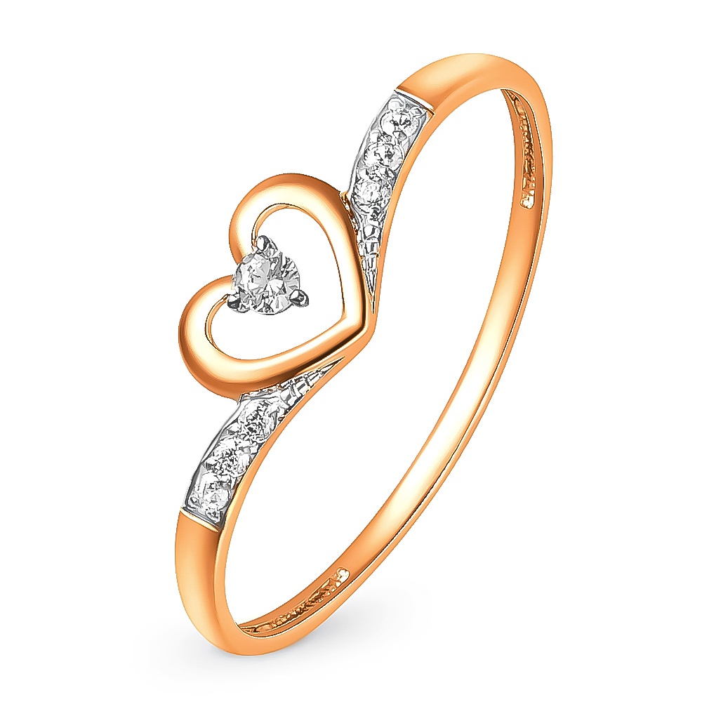 

Кольцо женское из красного золота с фианитом 585Gold 301010446, р, 301010446