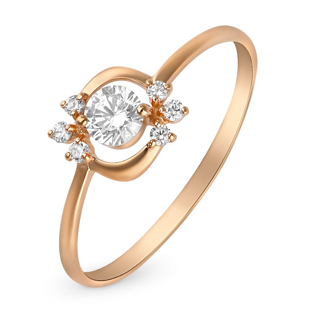 

Кольцо женское из красного золота с фианитом 585Gold 301010449, р, 301010449