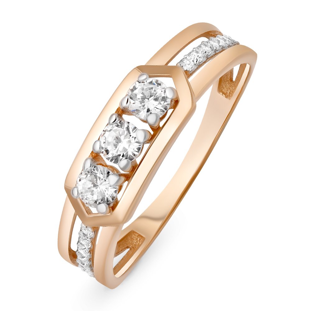 

Кольцо женское из красного золота с фианитом 585Gold 301010412, р, 301010412
