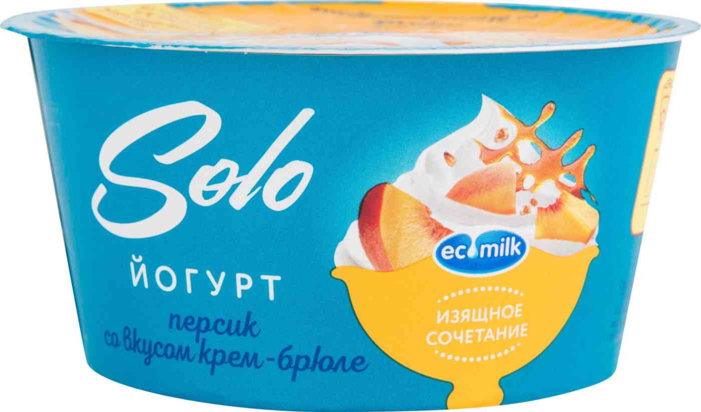 Йогурт Ecomilk.Solo крем-брюле c персиком 5% 130 г