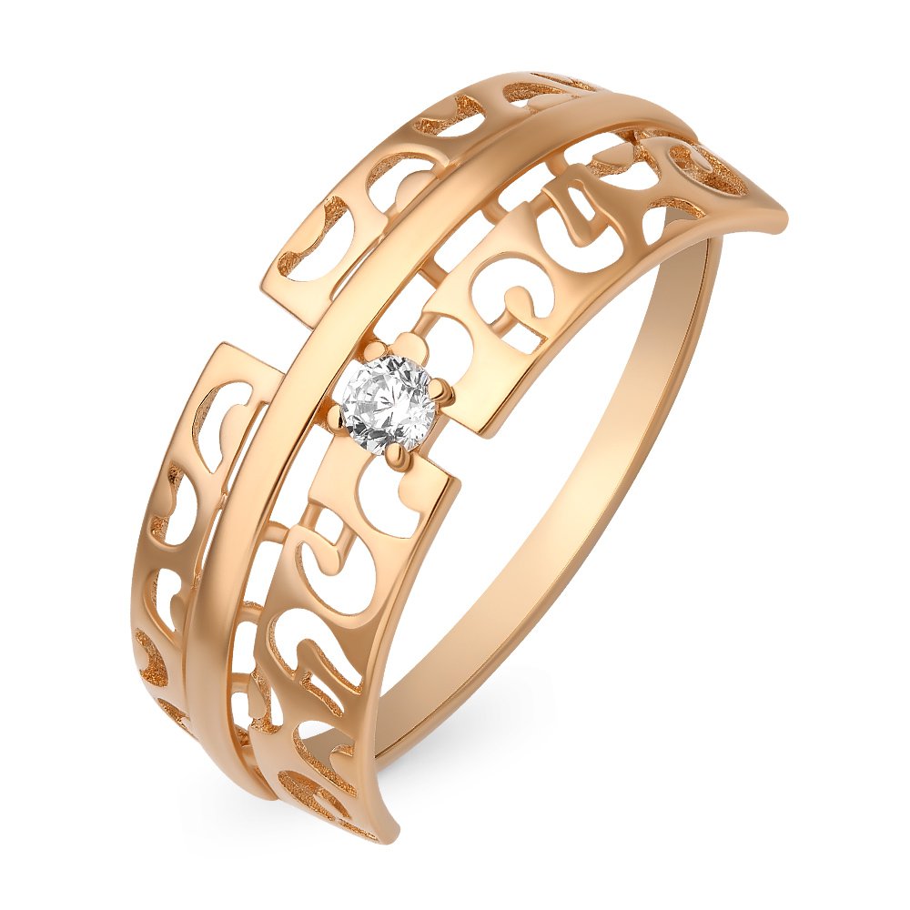 

Кольцо женское из красного золота с фианитом 585Gold 301010372, р, 301010372
