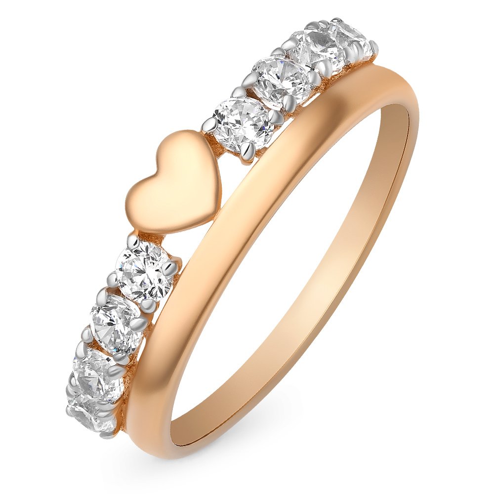 

Кольцо женское из красного золота с фианитом 585Gold 301010350, р, 301010350