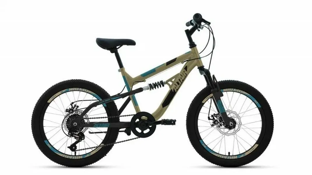

Велосипед 20 FORWARD ALTAIR MTB FS DISK Двухподвес 6-ск. 2022 рама 14 бежевый/черный