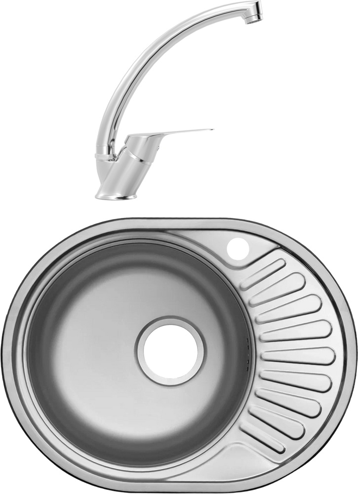 

Комплект Мойка Domaci Равенна Rite DFA 577*447 (6) L2TG L+Смеситель MEGA Snow MG-SH03 хром