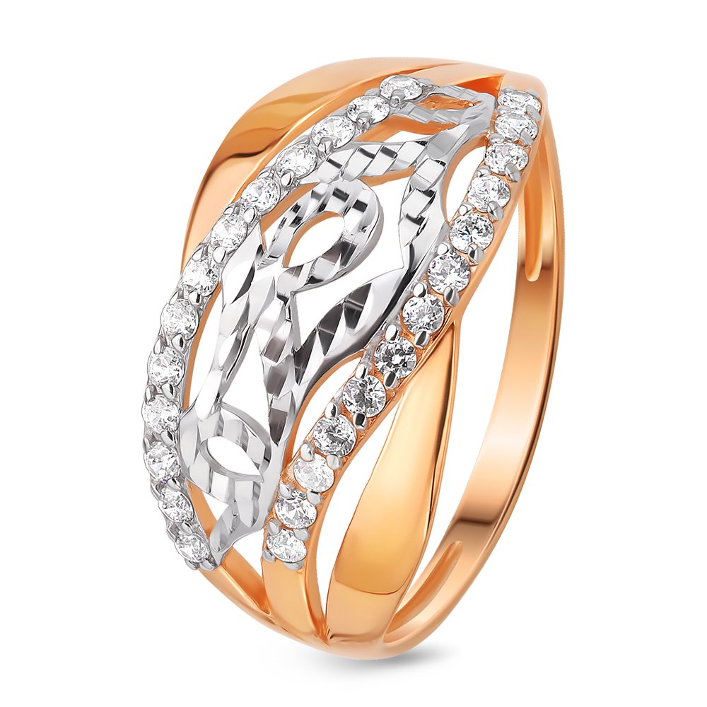 

Кольцо женское из красного золота с фианитом 585Gold 301010164, р, 301010164