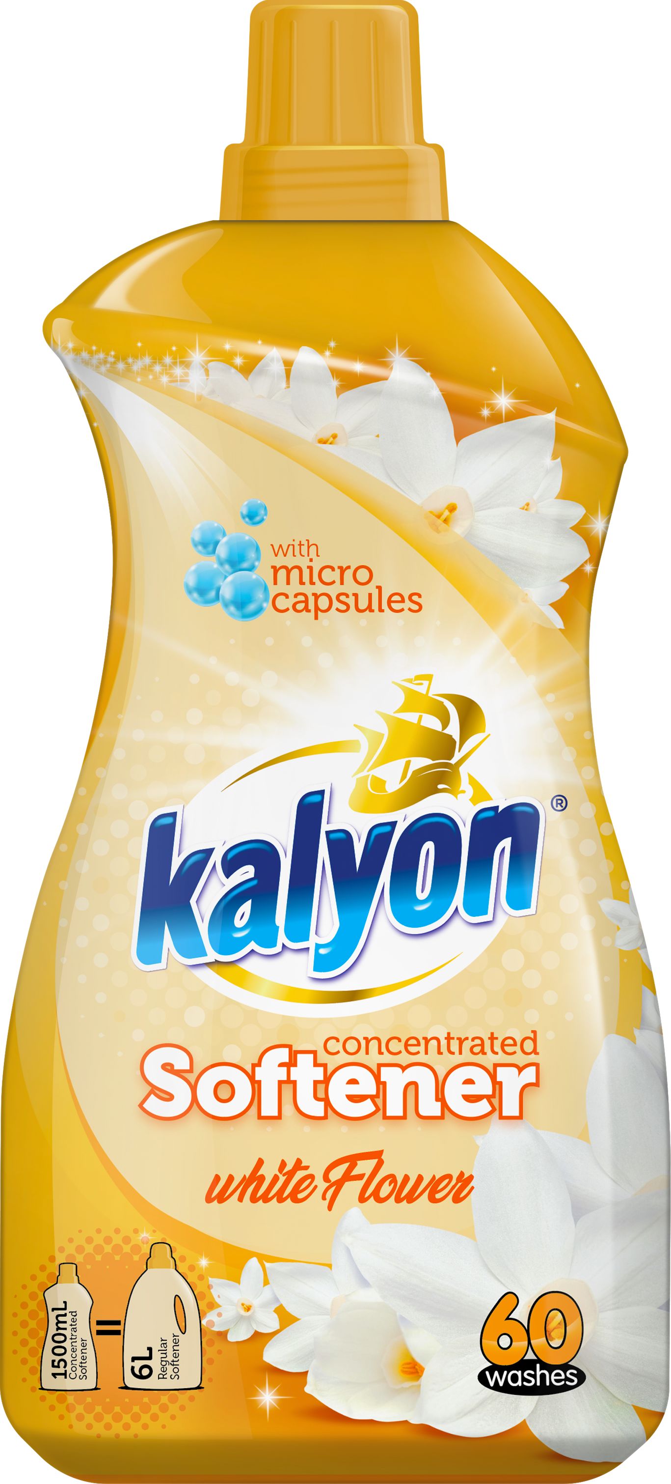 

Концентрированный кондиционер ополаскиватель для белья KALYON Белый Цветок 1500 мл