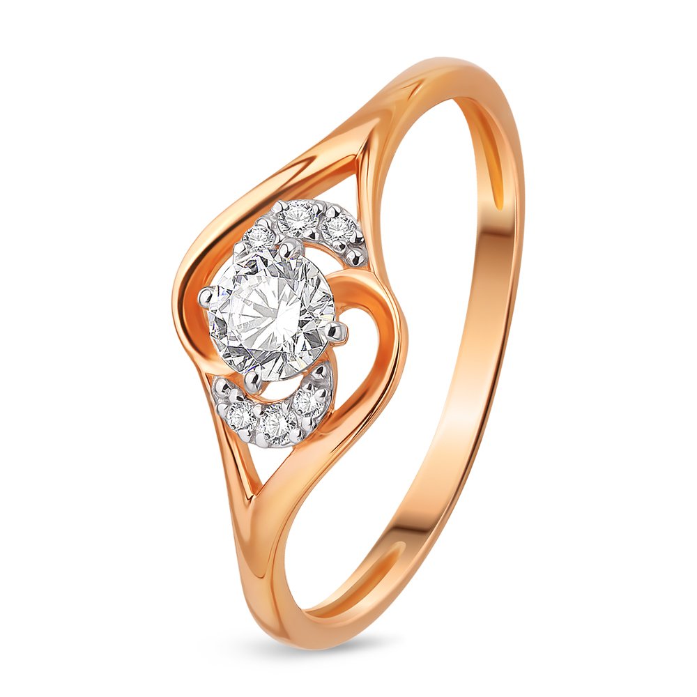 

Кольцо женское из красного золота с фианитом 585Gold 301010187, р, 301010187