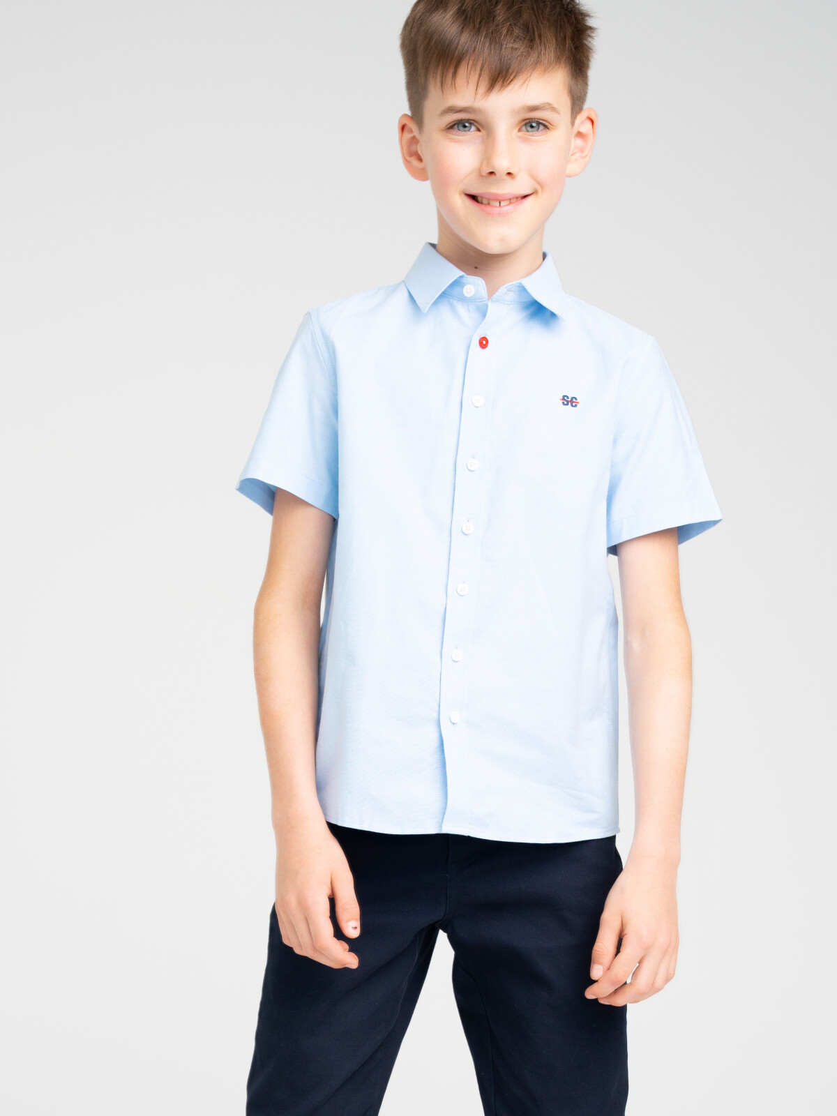 

Сорочка текстильная для мальчиков PlayToday (comfort fit), голубой, 140, 22317083