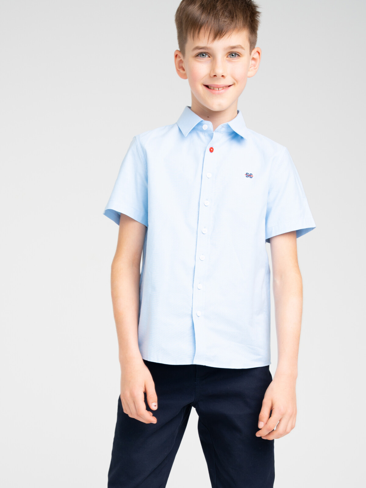 Сорочка текстильная для мальчиков PlayToday (comfort fit), голубой, 128