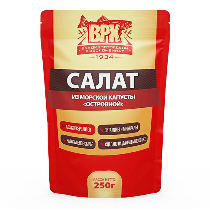 

Салат ВРК Островной из морской капусты с кальмаром 250 г