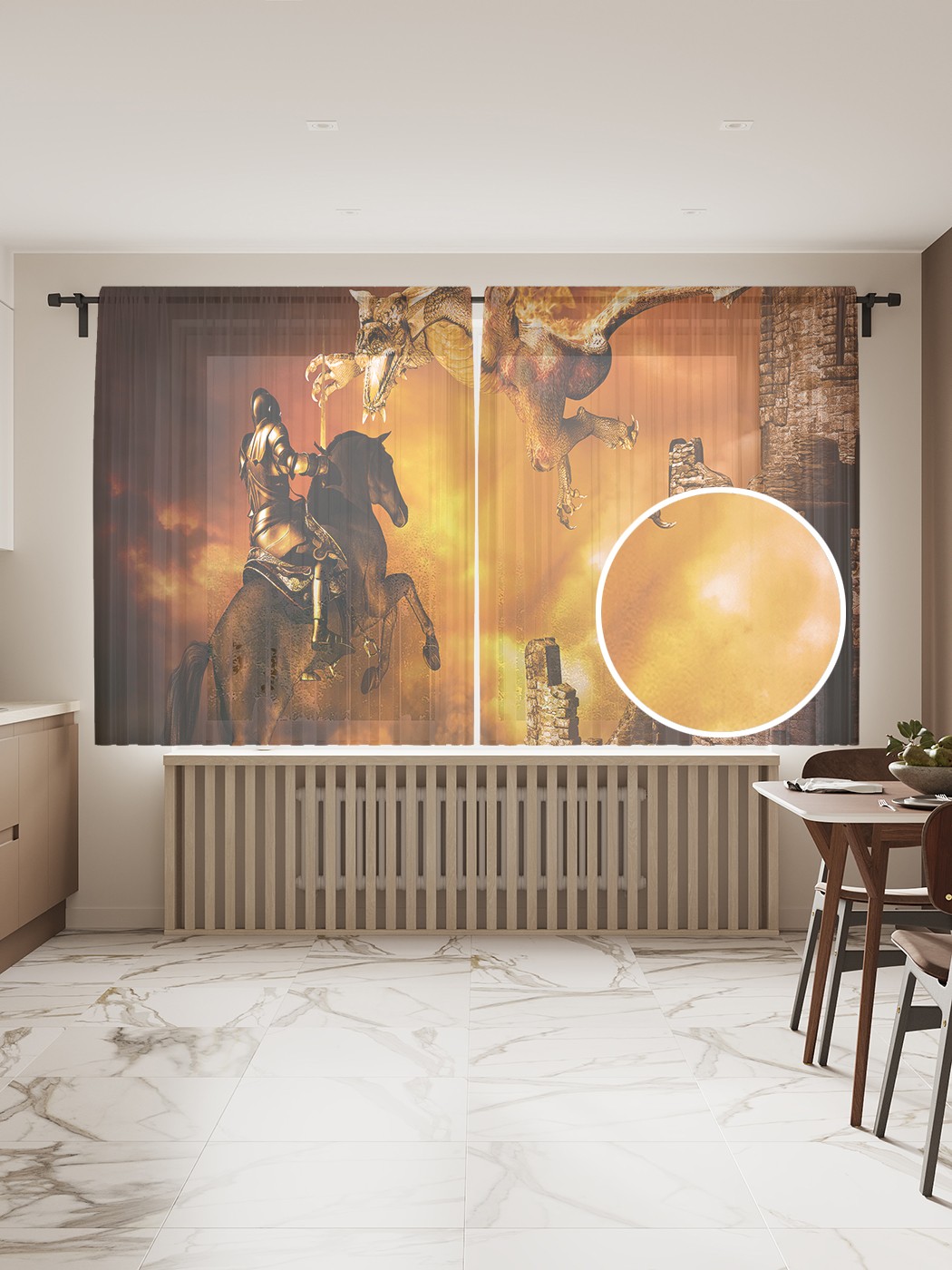 

Фототюль JoyArty "Огненная битва", 145x180 см (2 полотна со шторной лентой + 50 крючков), Огненная битва