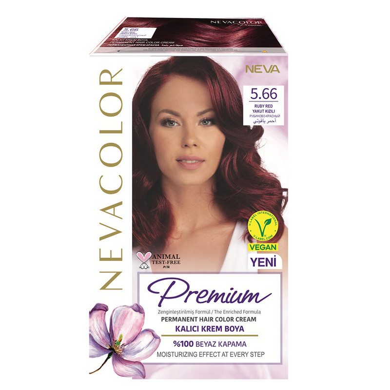 Крем-краска для волос Neva Premium стойкая 5.66 Рубиново-красный