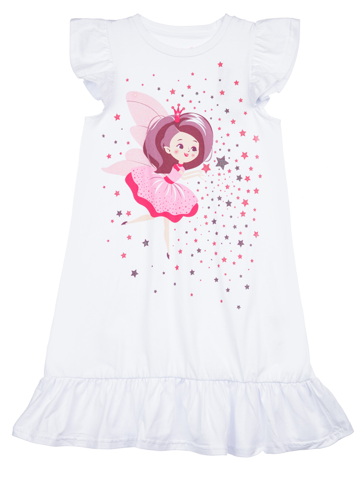 Сорочка ночная трикотажная для девочек PlayToday, белый,цветной, 116