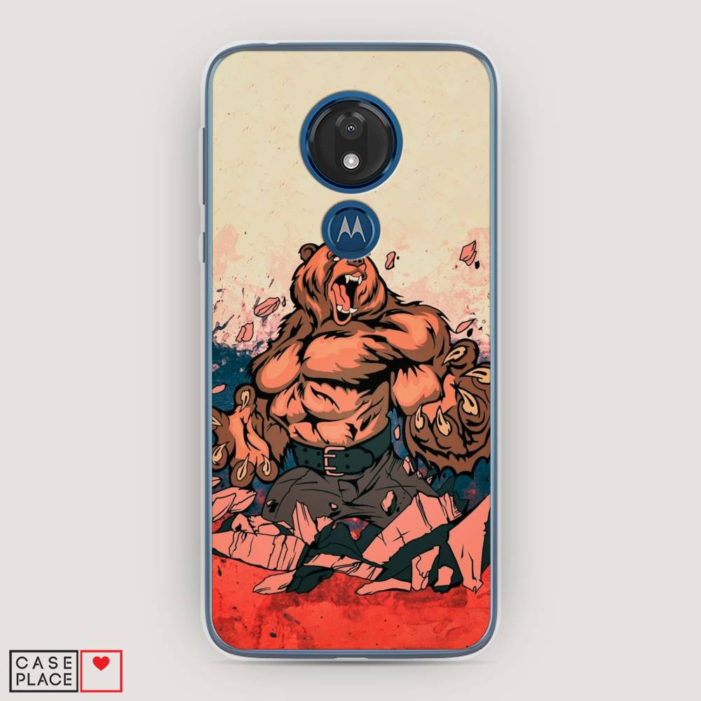 

Чехол Awog на Motorola Moto G7 / Моторола Мото G7 "Медведь с флагом РФ", Разноцветный, 241150-2