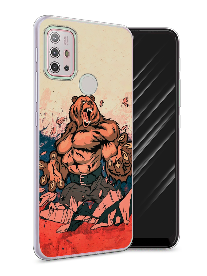 

Чехол Awog на Lenovo K13 Note/Motorola Moto G10/G20/G30 "Медведь с флагом РФ", Разноцветный, 242150-2
