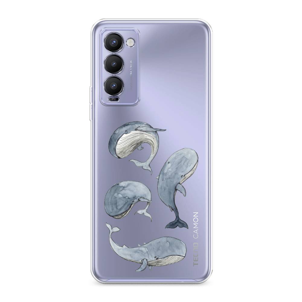 фото Силиконовый чехол "киты" на tecno camon 18t awog
