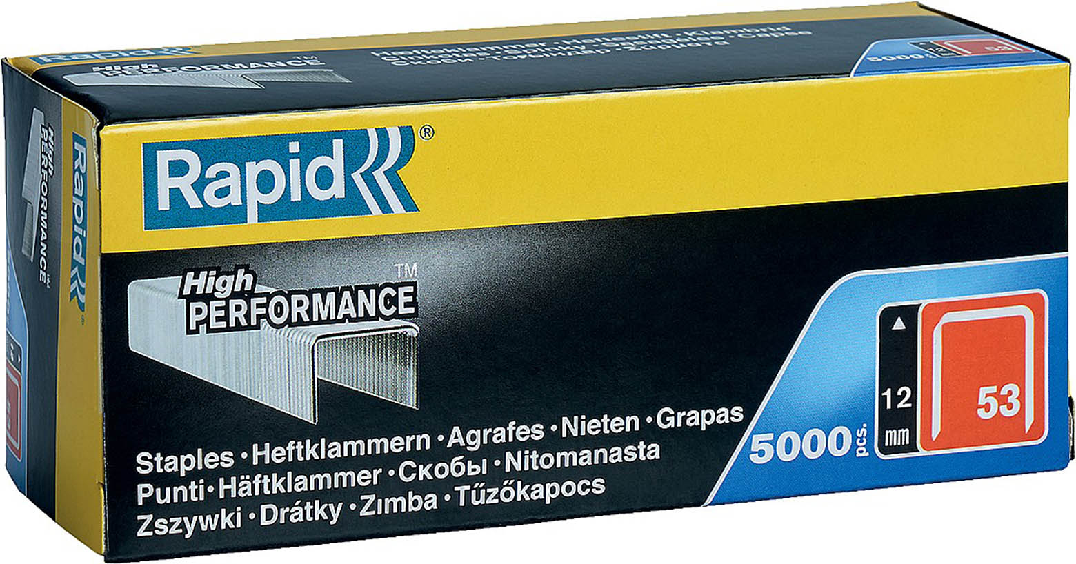 Скобы RAPID 11859610 12 мм, тип 53, 5000 шт. закаленные супертвердые узкие гвозди rapid