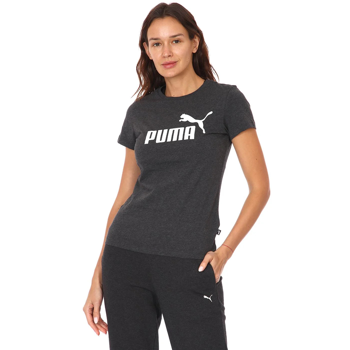 Футболка женская PUMA Ess Logo Tee 58677407 серая XS