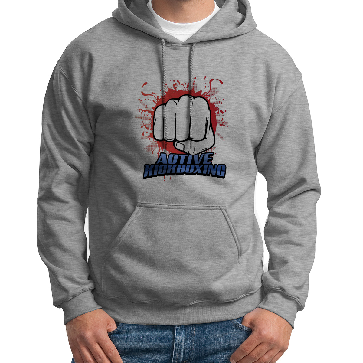 

Худи унисекс CoolPodarok Active kickboxing Активный кикбоксинг серое 48 RU, S0113431