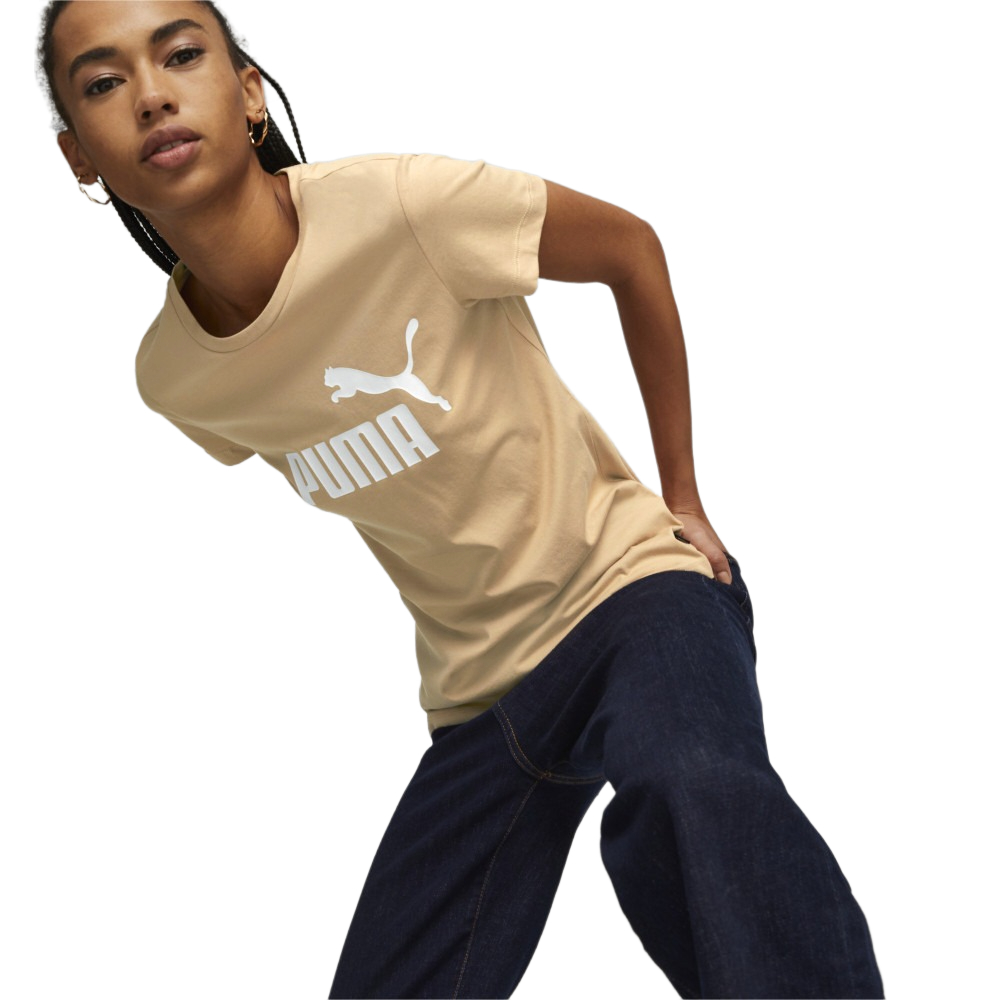 Футболка женская PUMA Ess Logo Tee 58677588 бежевая M бежевый