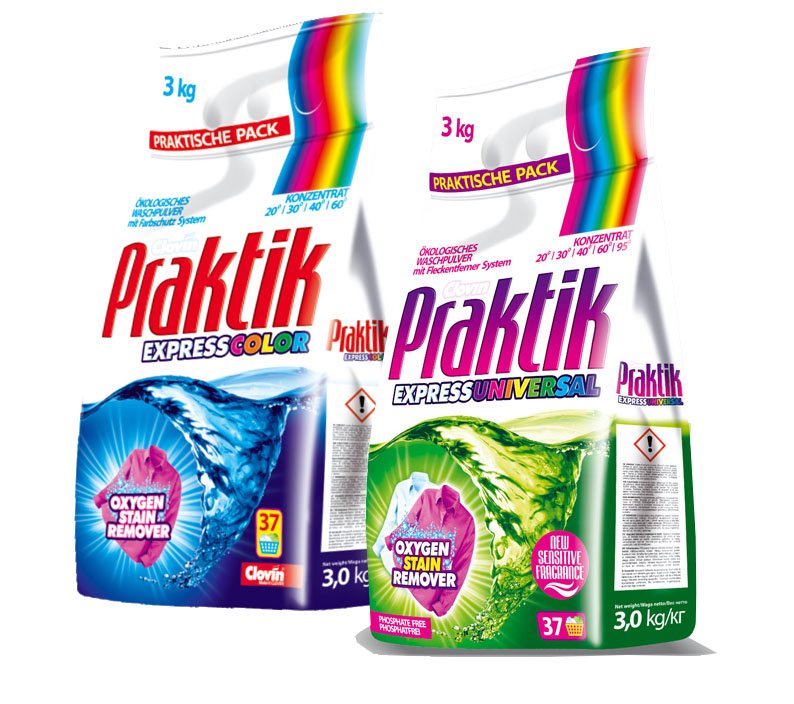 фото Clovin/ набор для стирки (стиральный порошок praktik color 3 кг + praktik universal 3 кг