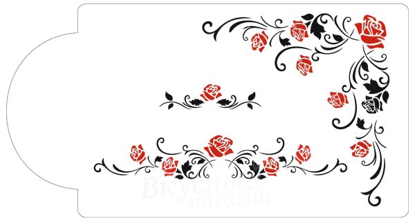 фото Трафарет для мастики/марципана угловой декор из роз к102 nobrand
