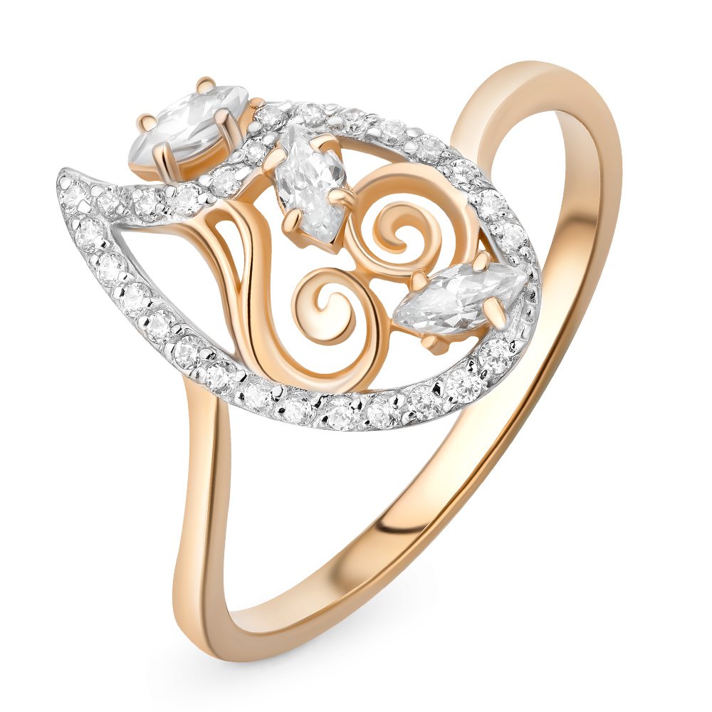 

Кольцо женское из красного золота с фианитом 585Gold 301010185, р, 301010185