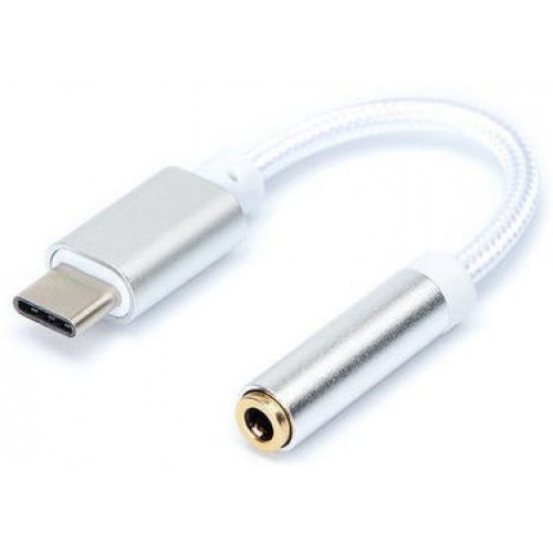 

Кабель-переходник Type-C - Mini Jack 3.5 мм GSMIN Land (10см) (Серебристый)