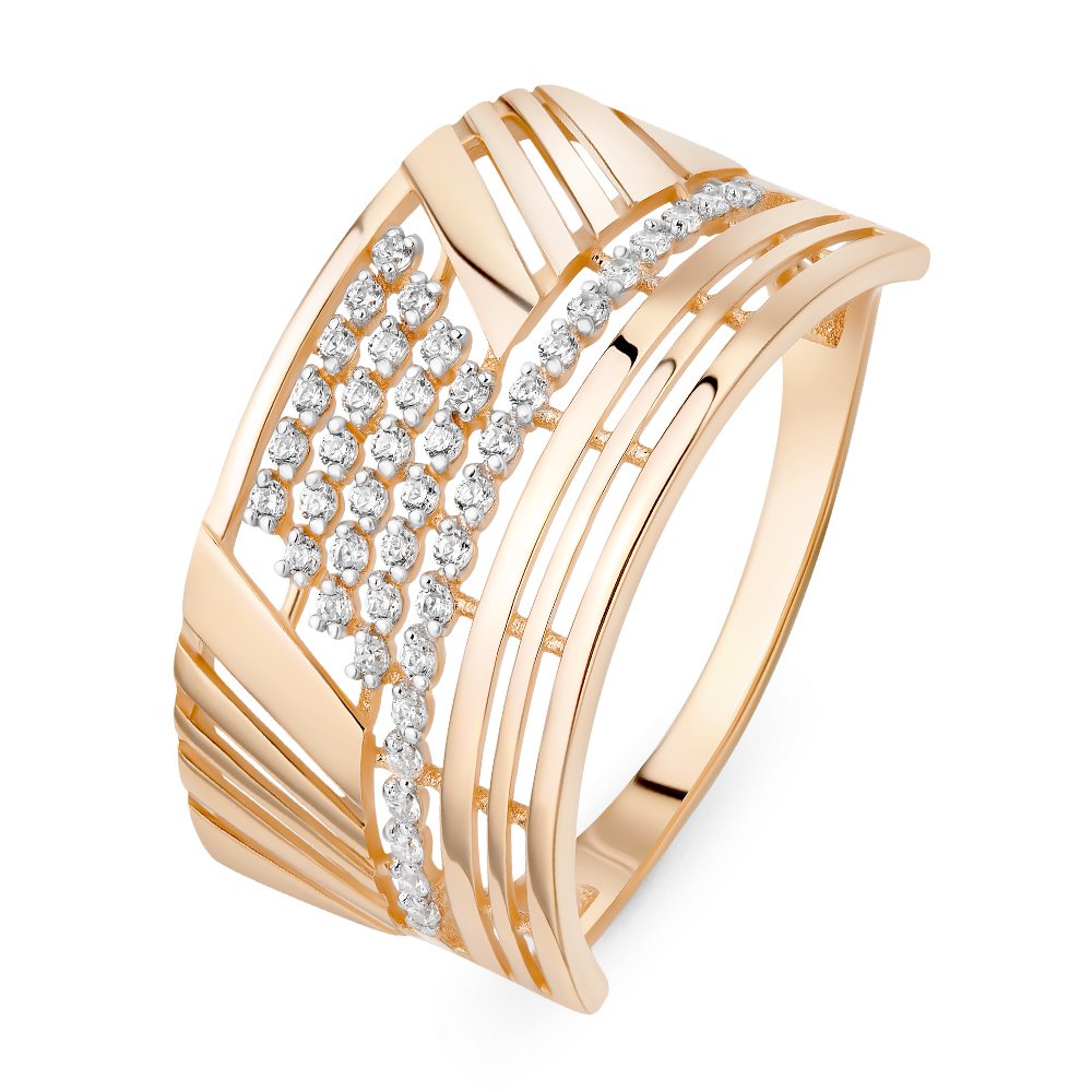 

Кольцо женское из красного золота с фианитом 585Gold 301010178, р, 301010178