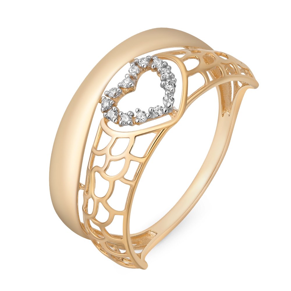 

Кольцо женское из красного золота с фианитом 585Gold 301010181, р, 301010181