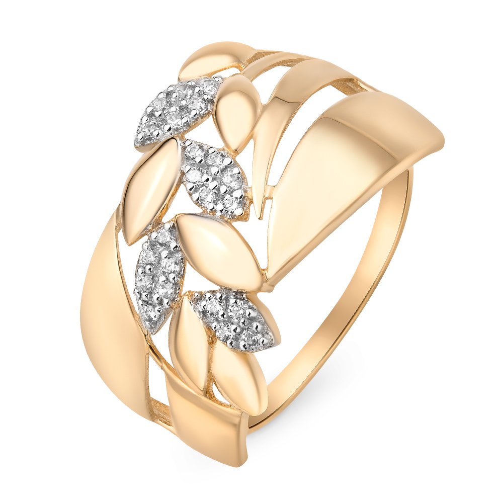 

Кольцо женское из красного золота с фианитом 585Gold 301010196, р, 301010196