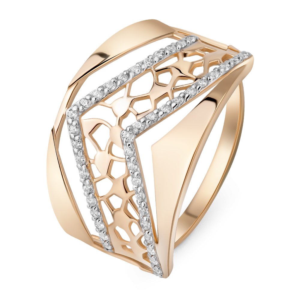 

Кольцо женское из красного золота с фианитом 585Gold 301010203, р, 301010203
