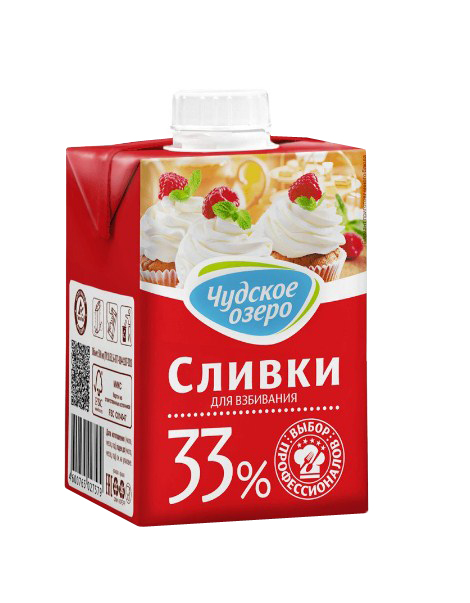 фото Сливки для взбивания чудское озеро ультрапастеризованные 33% бзмж 500 мл