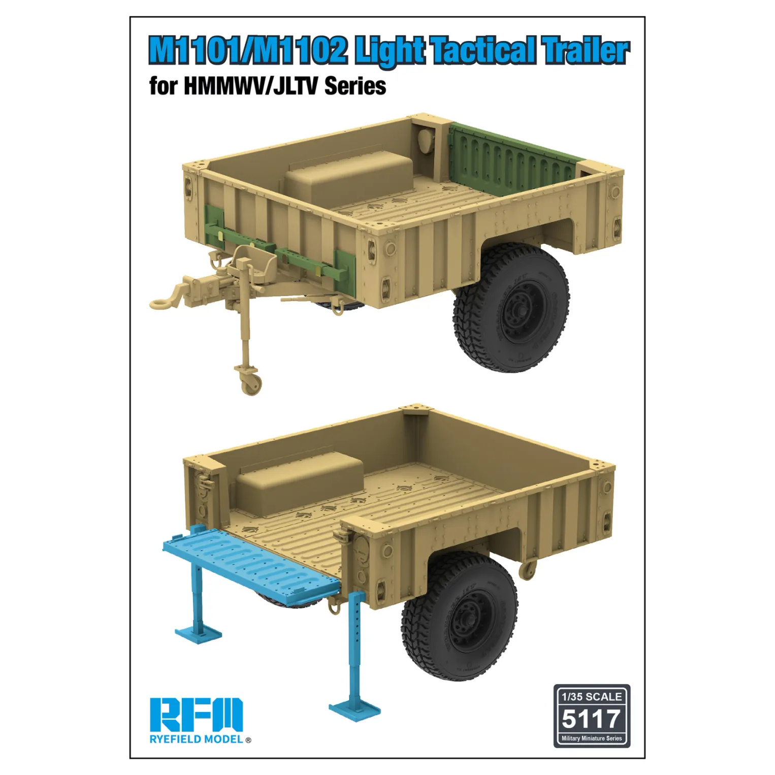 

Сборная модель Rye Field Model 1/35 Прицеп M1101/M1102 для HMMWV/JLTV RM-5117