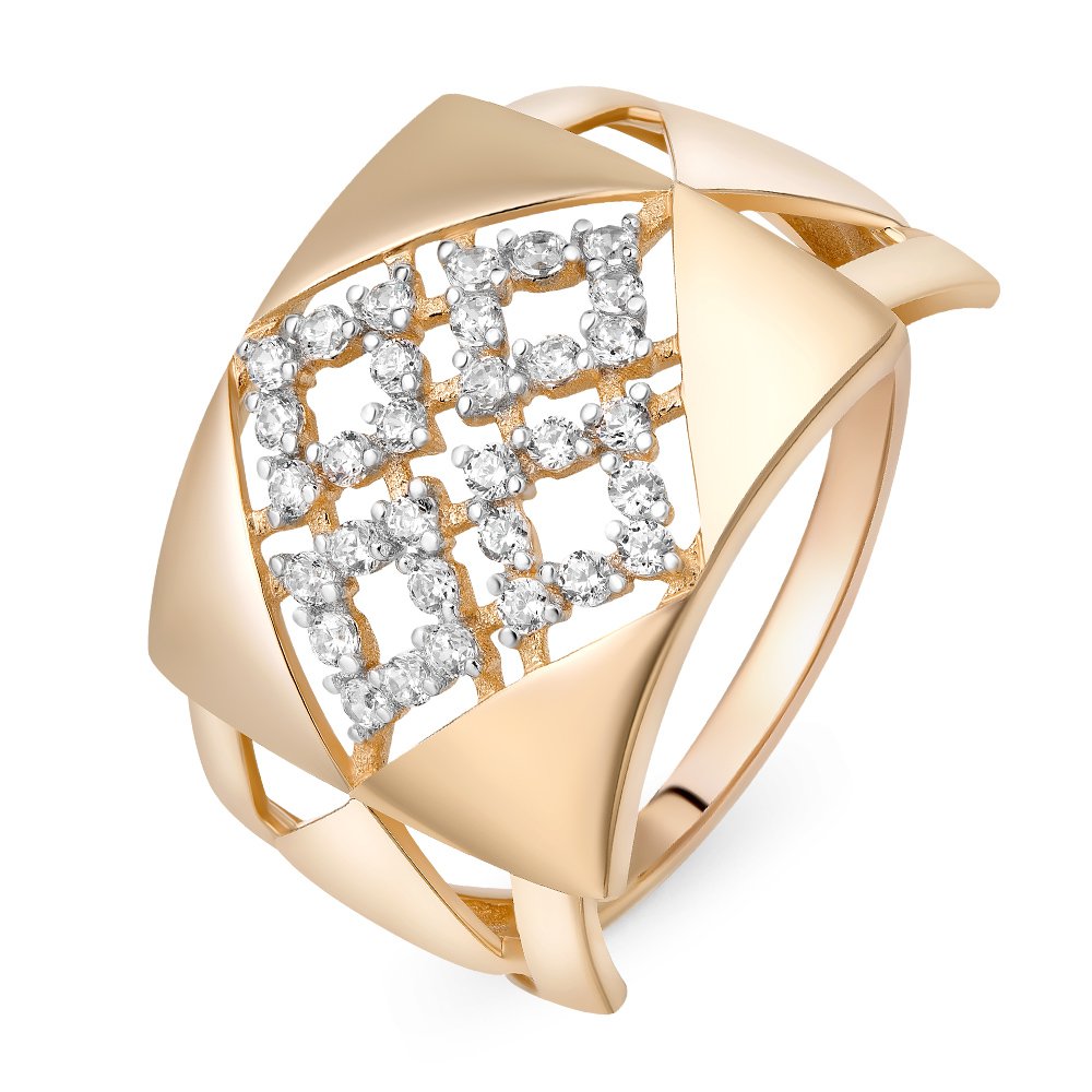 

Кольцо женское из красного золота с фианитом 585Gold 301010179, р, 301010179