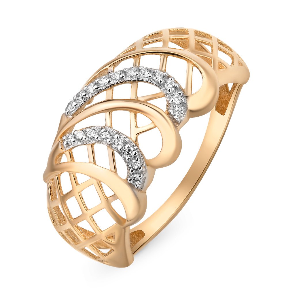 

Кольцо женское из красного золота с фианитом 585Gold 301010188, р, 301010188