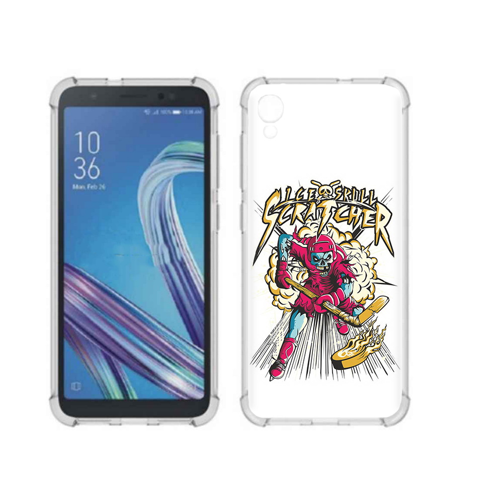 

Чехол MyPads Tocco для Asus ZenFone Live L1 (G552KL) нарисованный скелет хоккеист, Прозрачный, Tocco