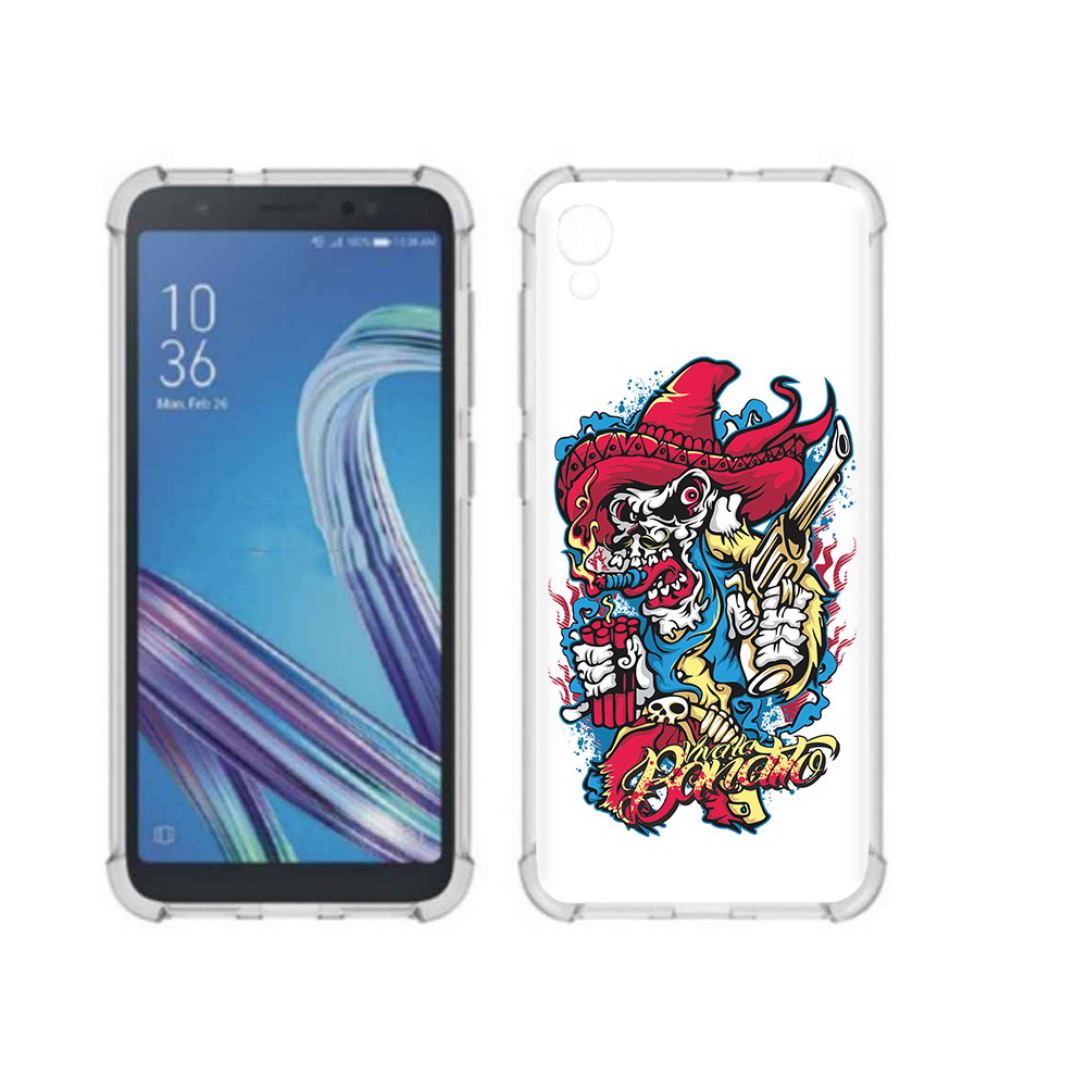 

Чехол MyPads Tocco для Asus ZenFone Live L1 (G552KL) нарисованный скелет с писталетом, Прозрачный, Tocco