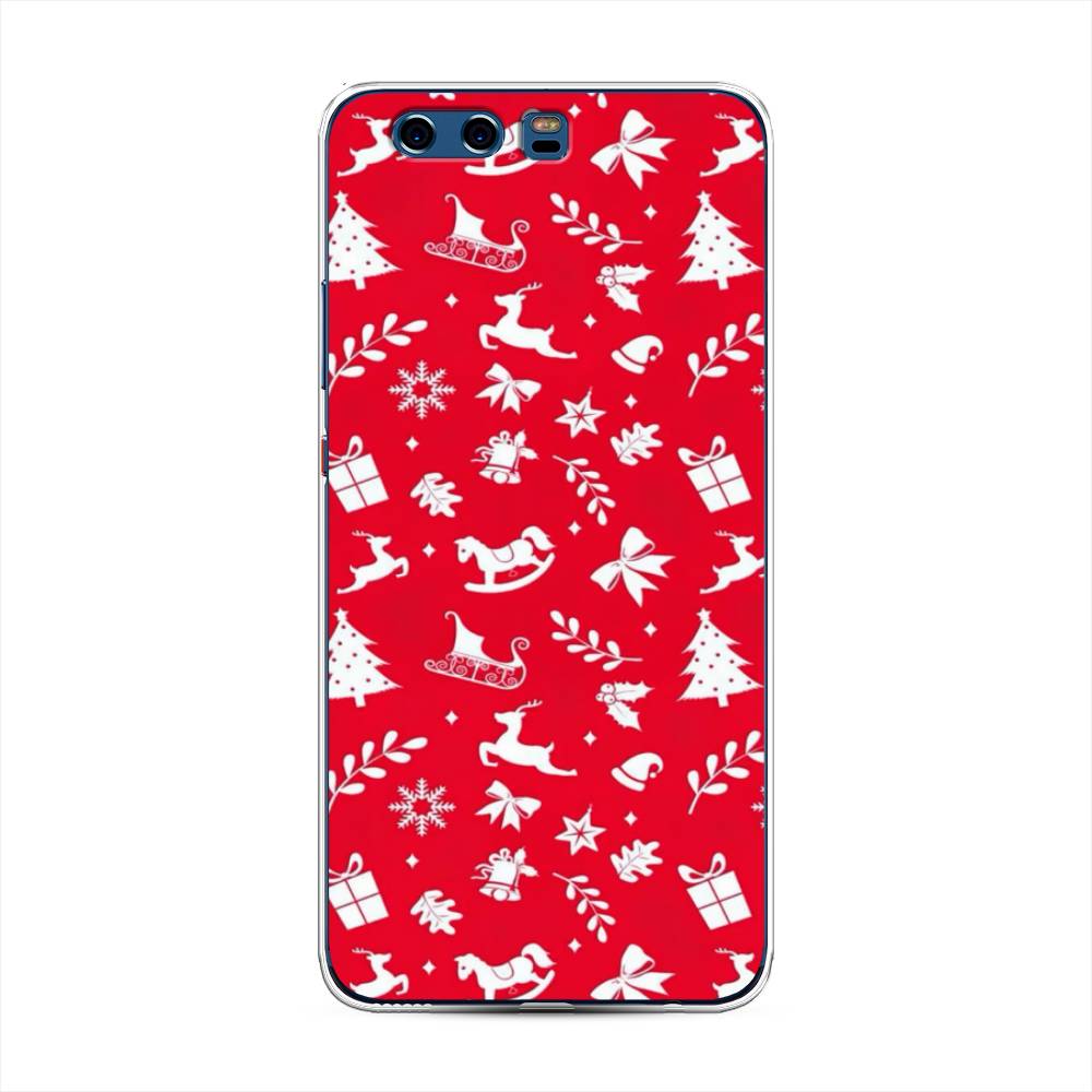 

Чехол для Huawei P10 Plus "Красный новогодний фон", Красный;белый, 62350-5