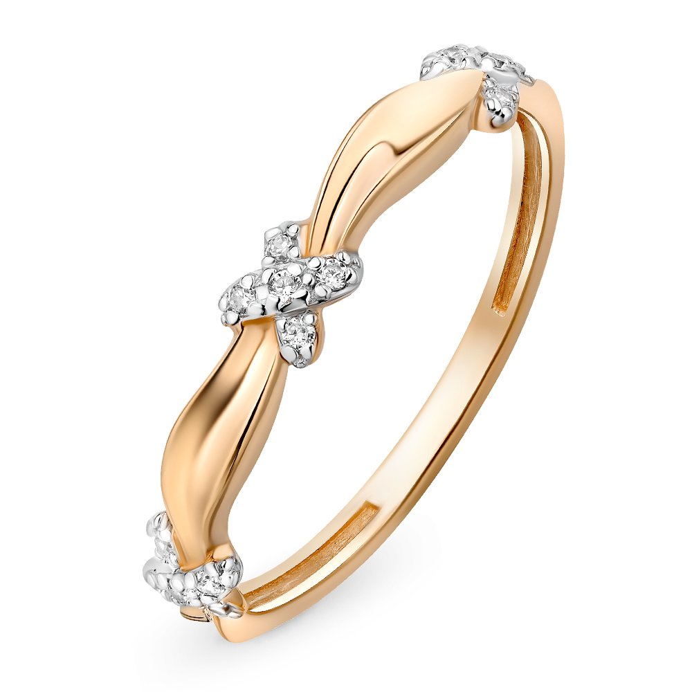 

Кольцо женское из красного золота с фианитом 585Gold 301010174, р, 301010174