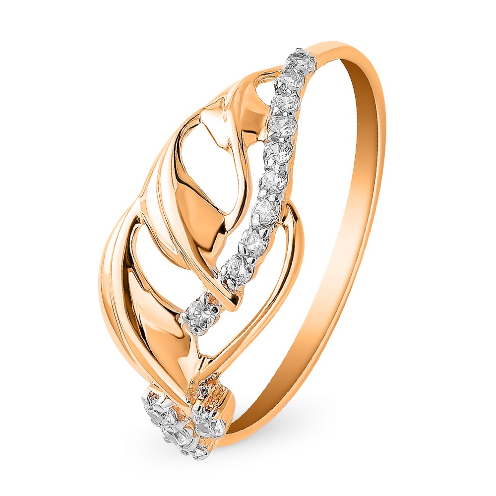 

Кольцо женское из красного золота с фианитом 585Gold 301011326, р, 301011326