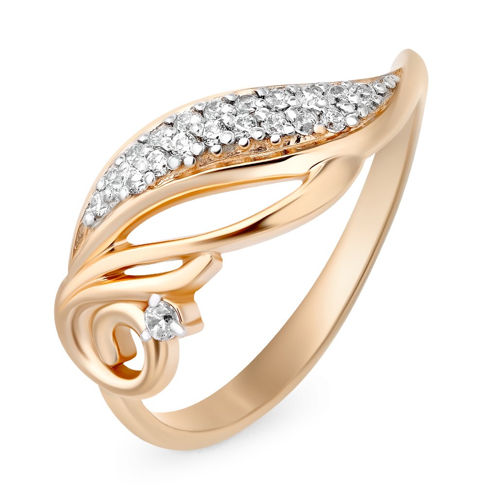 

Кольцо женское из красного золота с фианитом 585Gold 301010082, р, 301010082