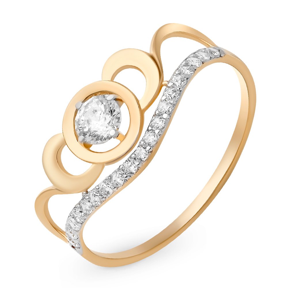 

Кольцо женское из красного золота с фианитом 585Gold 301009965, р, 301009965