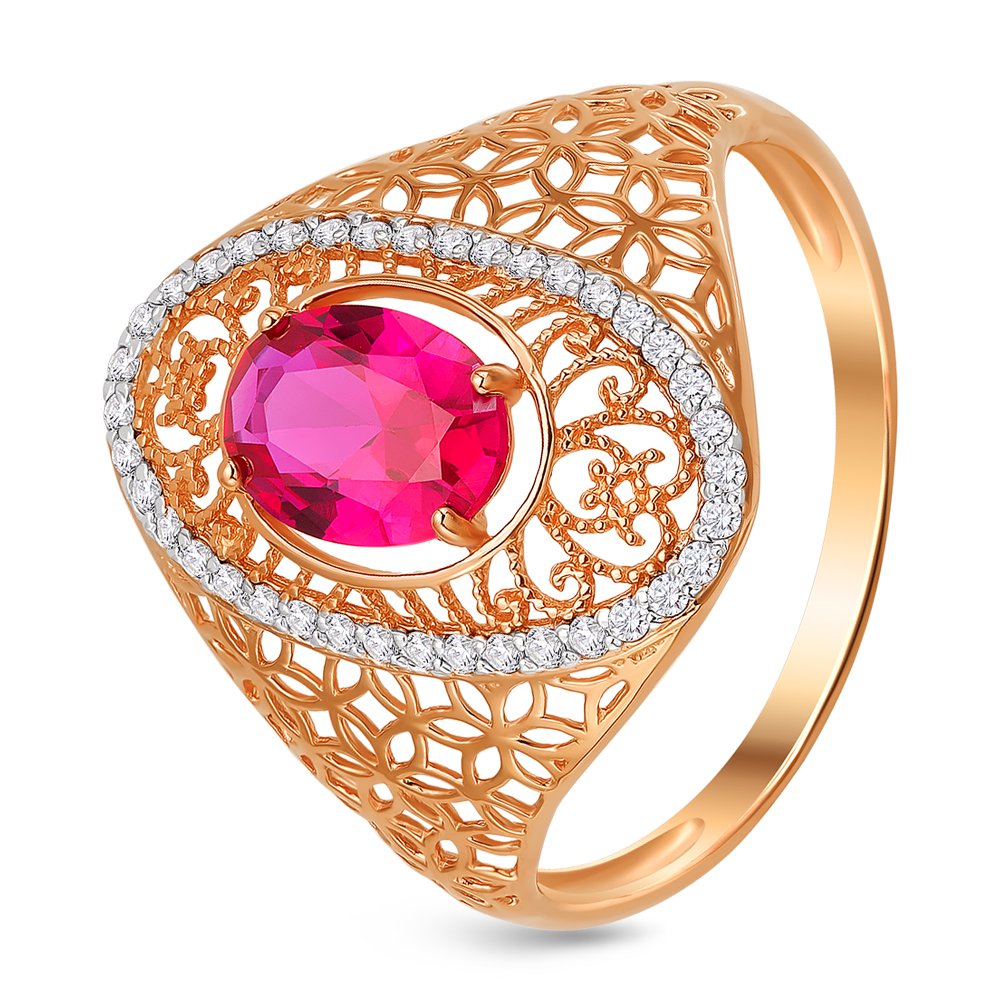 

Кольцо женское из красного золота с фианитом 585Gold 301009609, р, 301009609